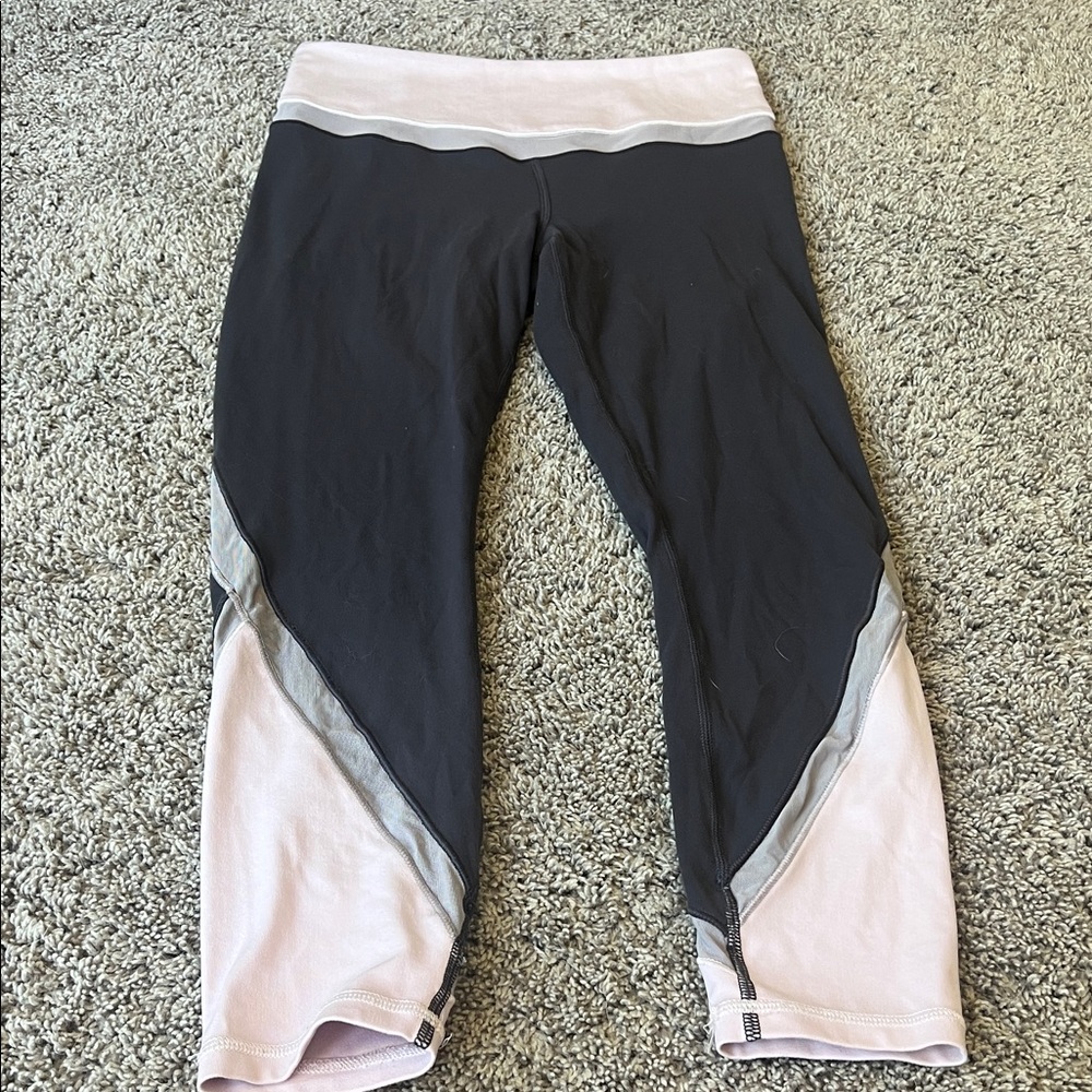 Athleta cropped 7/8 length Leggings in Black, Pink, and Gray